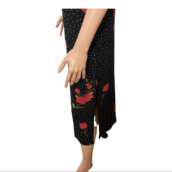 Volcom Polka Dot Rose Floral Midi Dress Sz S - Picture 8 of 15